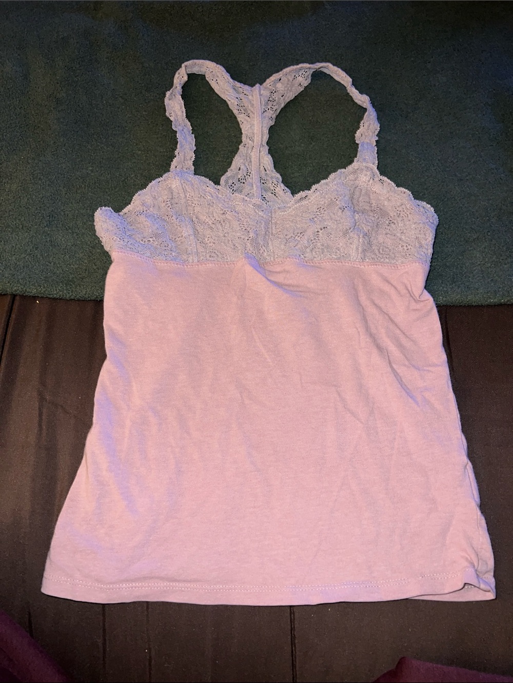 Lace Trim Light pink Tank Top